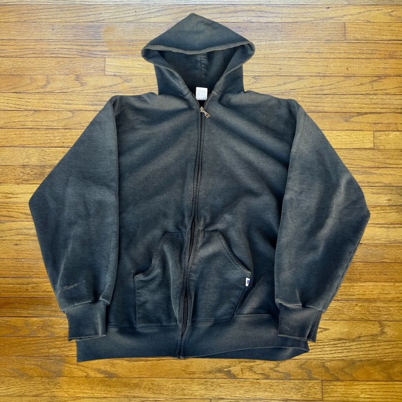 Russell Athletic Other - Vintage Russell Athletic Faded Black Full Zip Hoodie Mens Large Streetwear